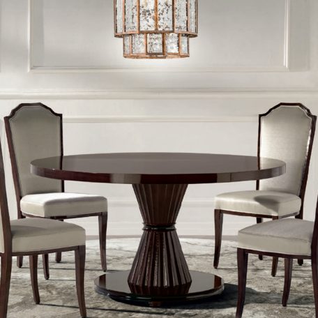 Cristel 9028-L kerek étkezőasztal tanganyika fa asztallappal 150x80cm nyers bútor váz