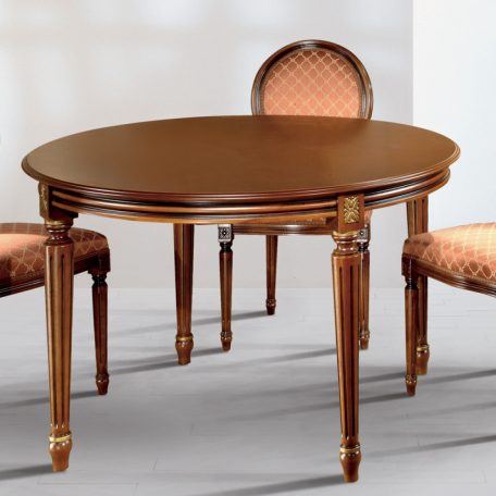 Luigi XVI 904-TL kerek étkezőasztal 120cm tanganyika fa asztallappal nyers bútor váz